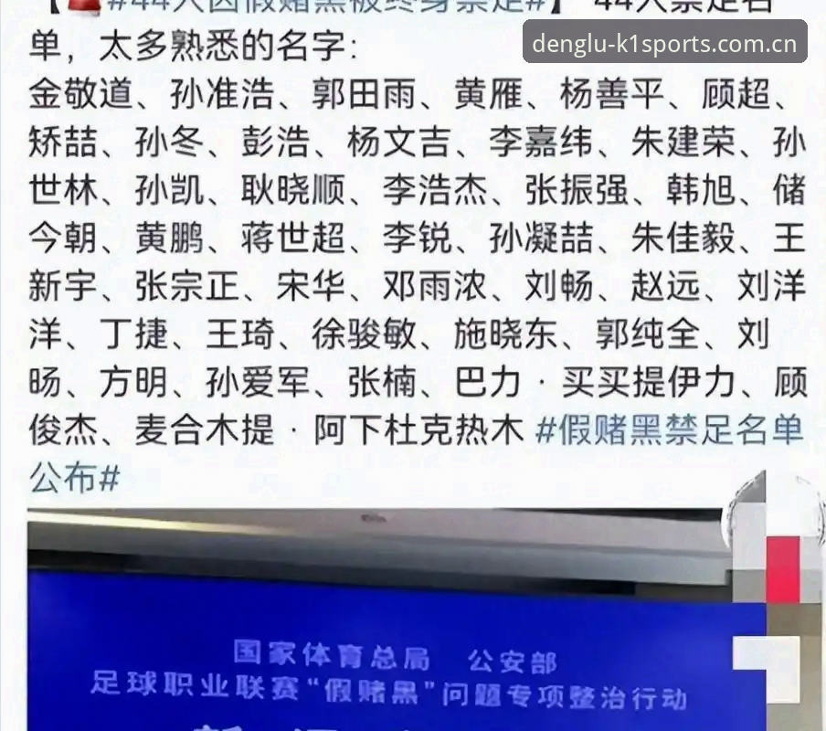 K1体育官方app 足协禁足名单深度对比:终身禁赛vs五年禁赛,中国足球反腐风暴再升级